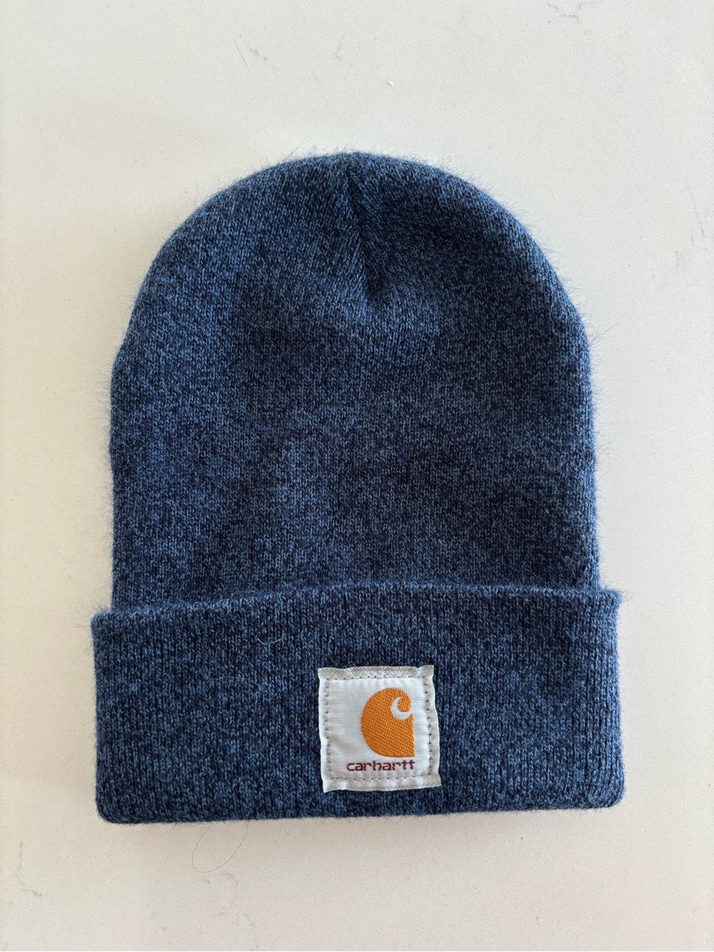Carhartt Navy Rib Knit Cuffed Beanie with Logo Patch